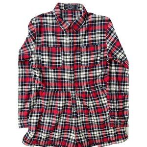 Evil Twin Women's Red Plaids Cotton Big Wednesday Playsuit Romper Size L $89